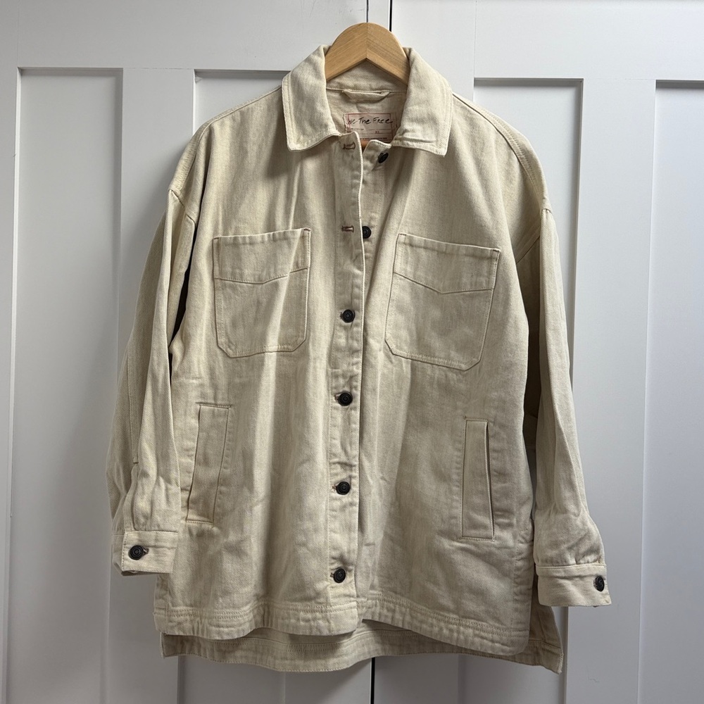 NWT Free People We The Free Madison City Denim Jacket, Tofu Beige - XS - Picture 4 of 8